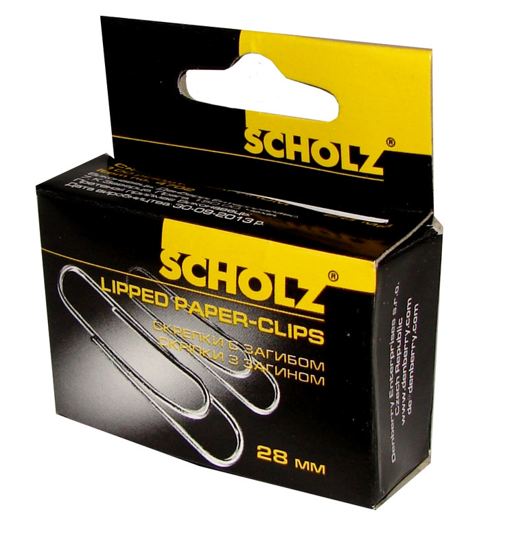 Скріпки SCHOLZ (4702SCH), 28 мм, круглі, нікельовані, з загином, 100 шт.